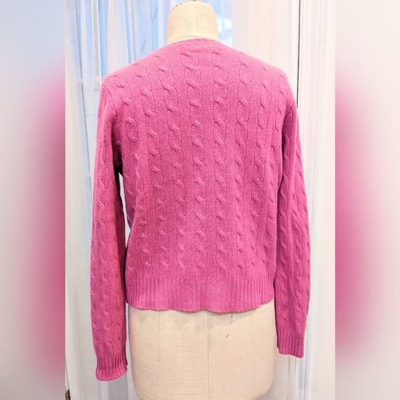 Ralph Lauren Cashmere Sweater XL orchid pink cable knit slim fit Black Label EUC - Picture 3 of 6